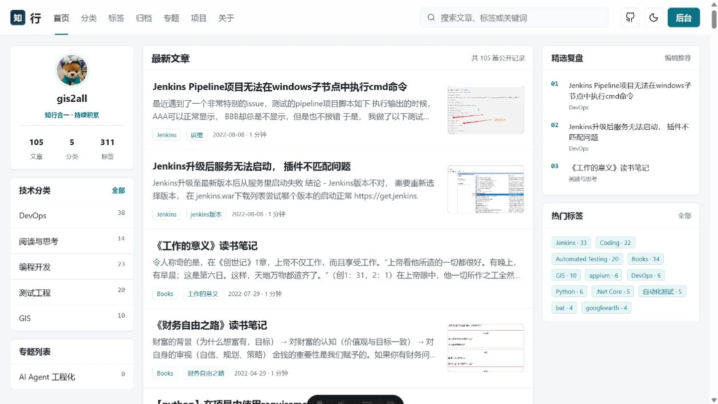 tech-blog 个人技术博客首页